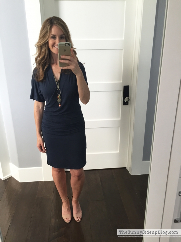 blue wrap dress