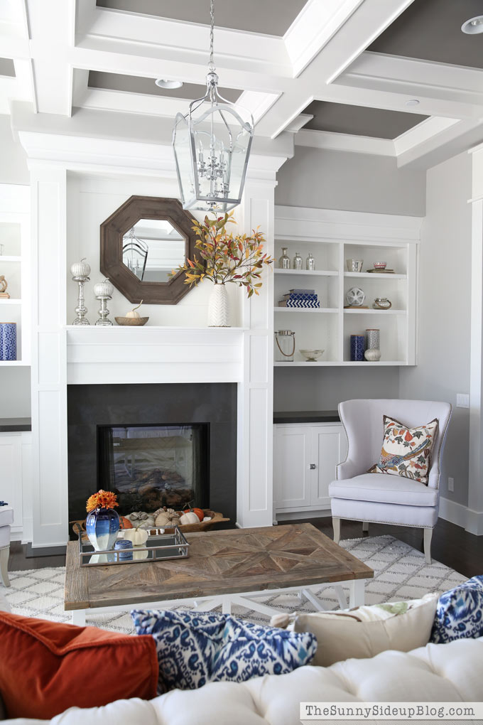 grey-coffered-ceiling-custom-built-in-shelves