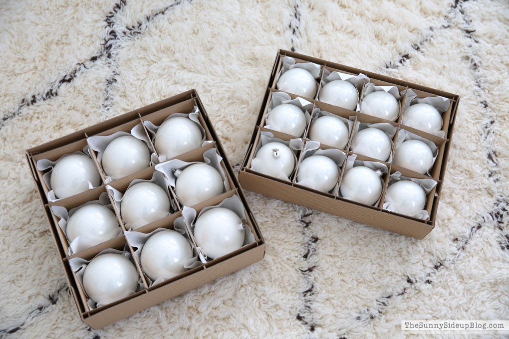 Balsam Hill white ornaments