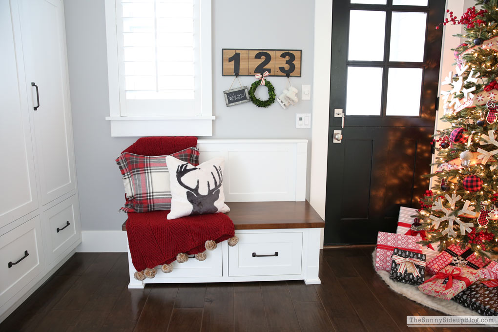 Christmas mudroom bench