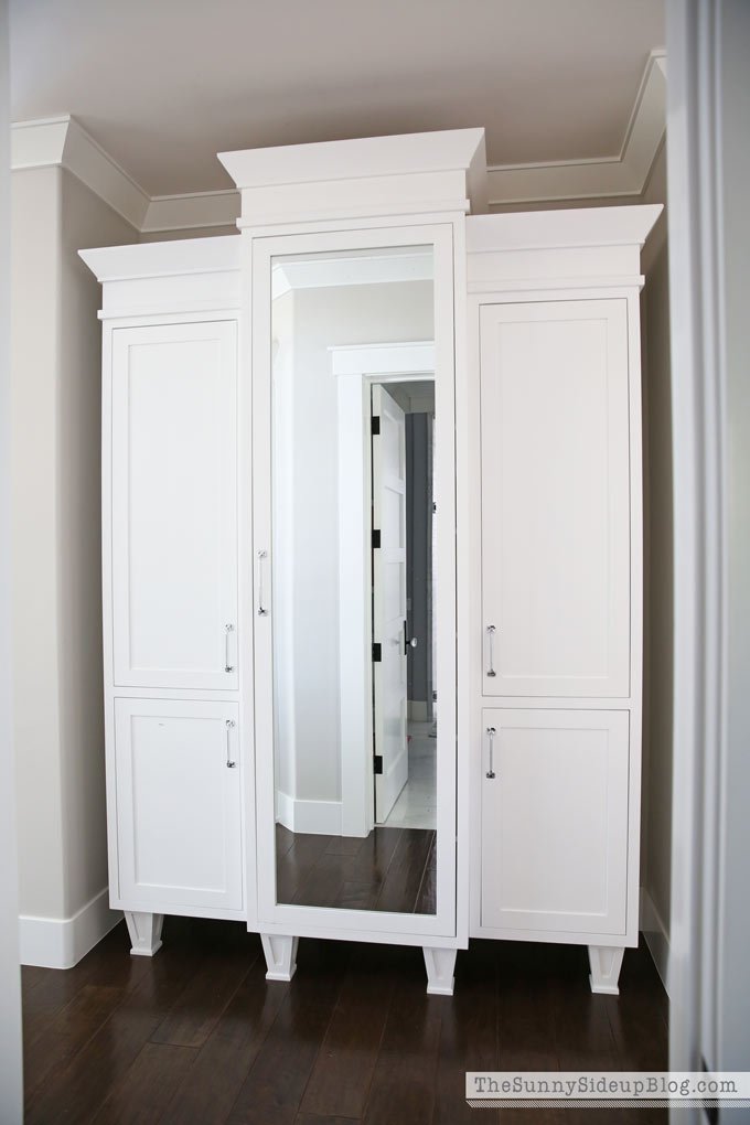 Master Bedroom Reveal! (Sunny Side Up) vaulted shiplap ceiling, plantation shutters, custom window bench seats, linen cabinet, french doors, wood floors, marble fireplace, sitting area, desk work space, spindle chairs.