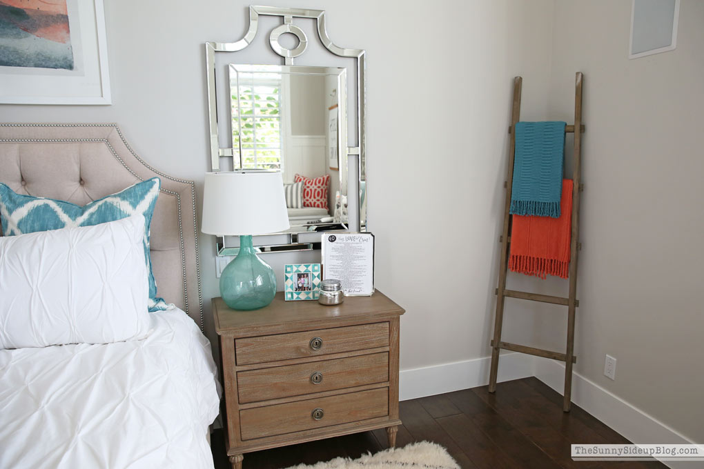 Master Bedroom Reveal! (Sunny Side Up) vaulted shiplap ceiling, plantation shutters, custom window bench seats, linen cabinet, french doors, wood floors, marble fireplace, sitting area, desk work space.