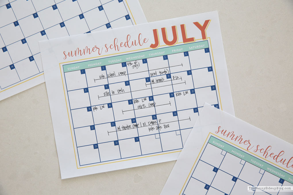 2018 Summer Calendar - Free Printable! (Sunny Side Up) 