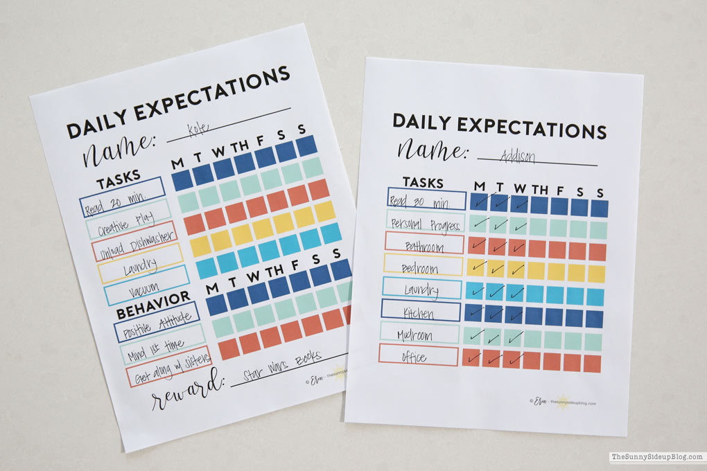 Daily Expectations - a free printable to keep your kids on task! (Sunny Side Up)