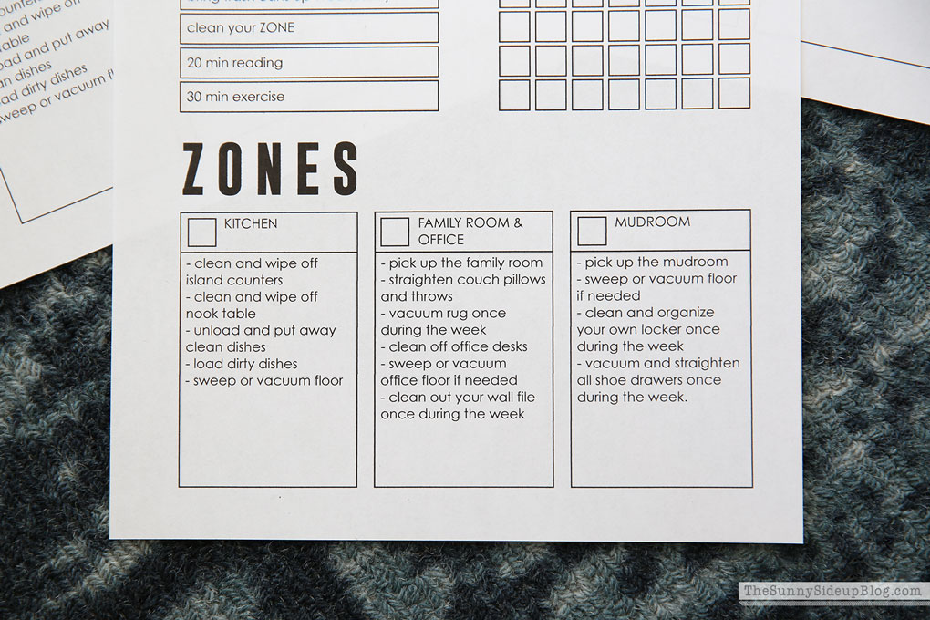 Zone Chore Chart (Sunny Side Up)