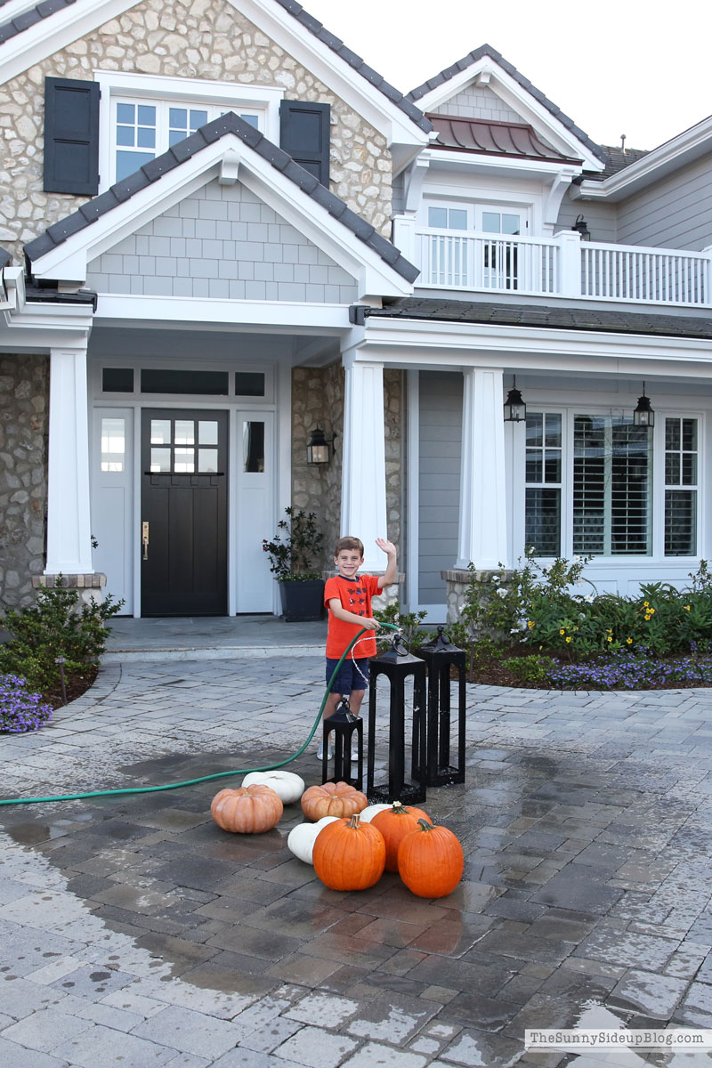 Green and White Fall Porch (Sunny Side Up)