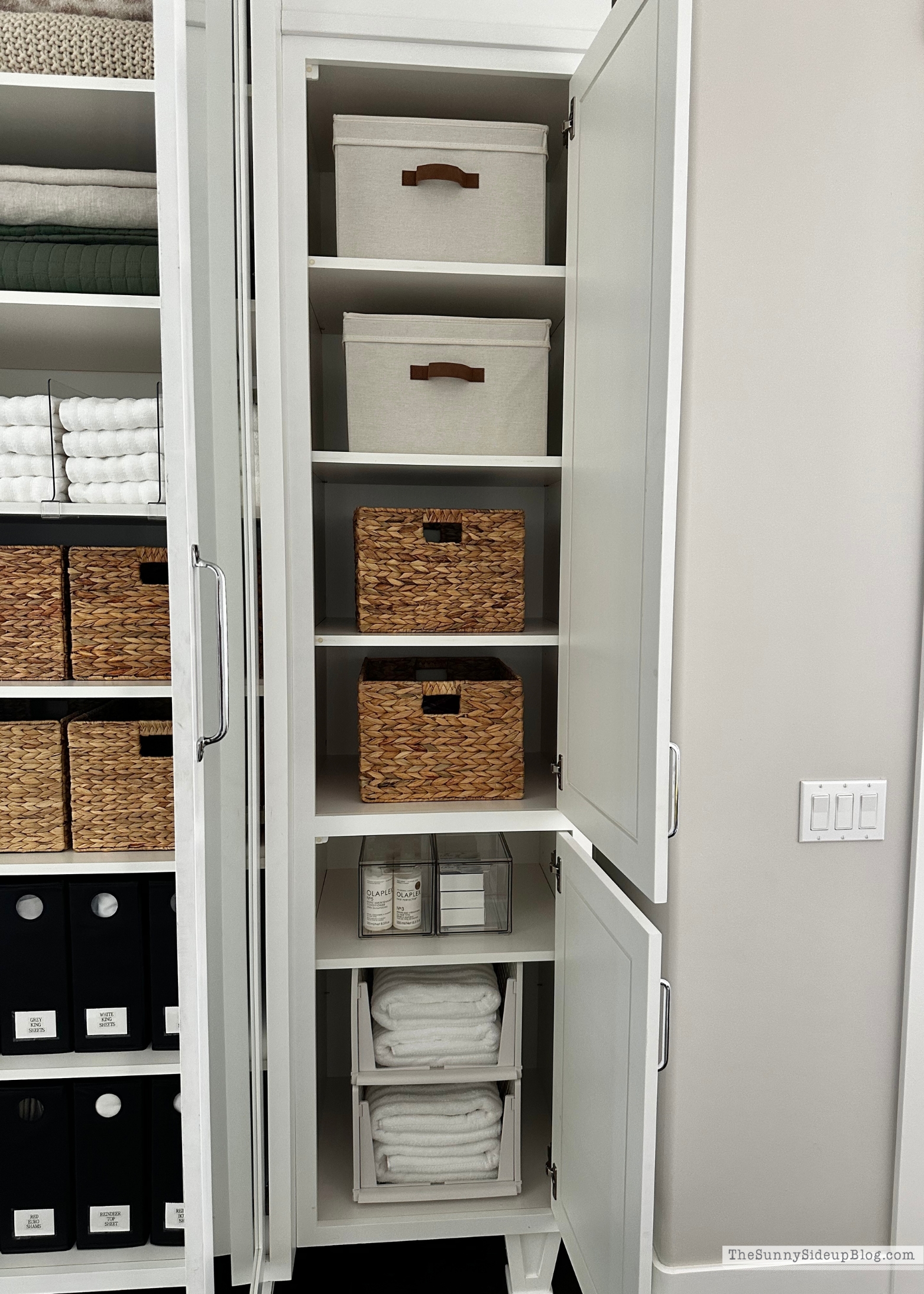 Wayfair Organized Linen Cupboard (Sunny Side Up Blog)